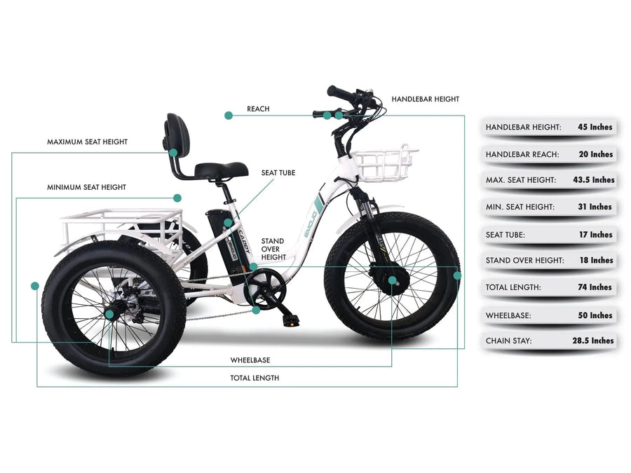 NewModernTrends E-Trikes White Emojo Caddy PRO "Free Trailer Hitch that mounts to the Caddy with purchase"