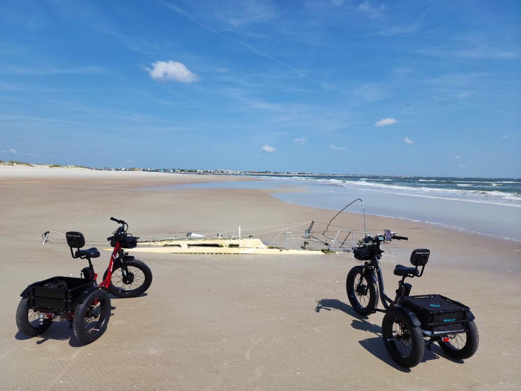 Emojo Caddy Pro electric Trikes on Anastasia Beach, Saint Augustine Florida